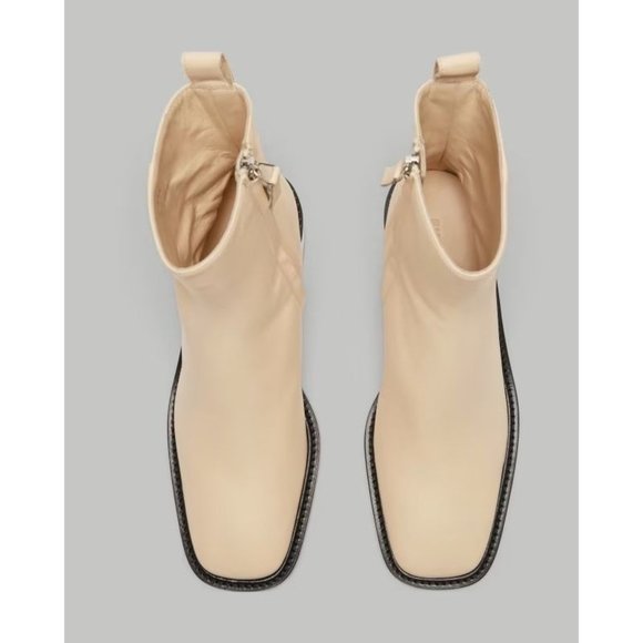 Everlane The City Square Ankle Boots in Cream Leather New Womens Booties - Picture 4 of 16